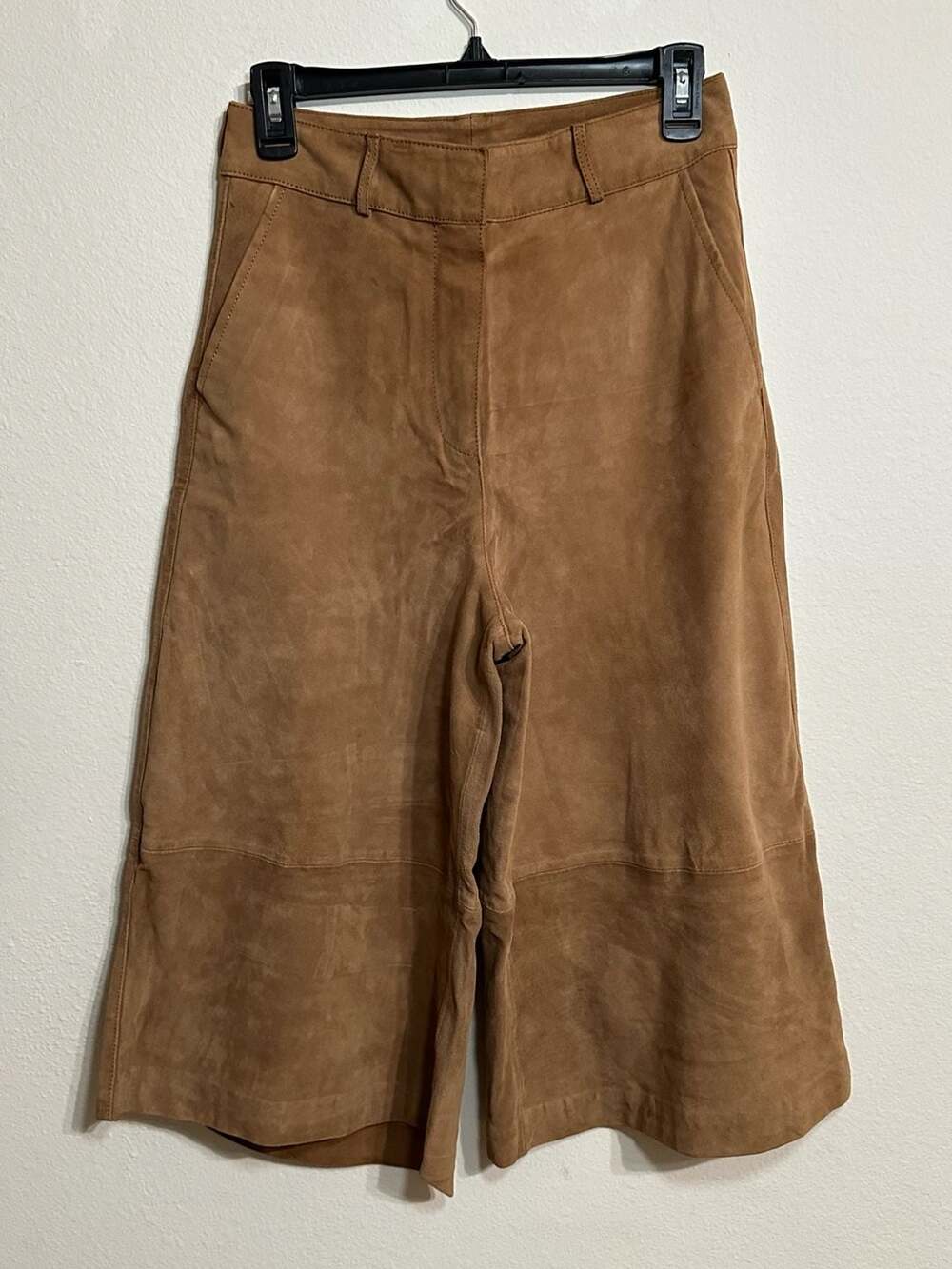 Massimo Dutti Brown Suede Leather Culottes Size S Altered Hem for style